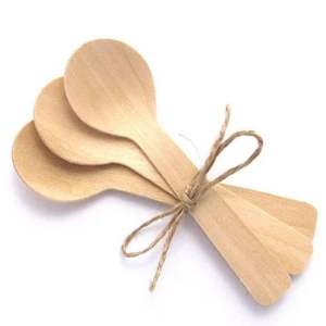 Cuillère en bois à tête ronde légère et non toxique de taille personnalisée 100% bois de bouleau naturel biodégradable pour le camping - Product Image 5