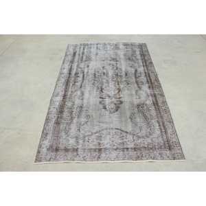 Tapis turc vintage 4,4x7,2 pi (134x218 cm), tapis en laine grise - Product Image 1
