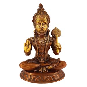 Handmade Brass Hanuman <b>Statue</b> Bajrang Bali Murti Traditional Modern Design for Home Decoration for Diwali Wedding or Birthday - Product Image 1