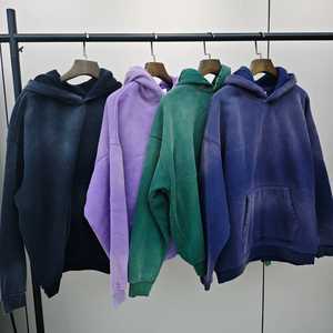 Wholesale Heavyweight 420 Gsm acid wash Hoodies Custom logo <b>Men</b> Distressed Over Sized Blank Acid Vintage Washed Hoodie OEM - Product Image 1