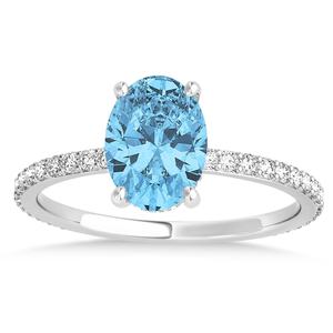 Ajuste de punta de Topacio Azul de corte ovalado y anillos de diamantes 0.86ct Topacio azul con diamante de corte redondo 2025 anillos de boda de moda para mujeres - Product Image 1