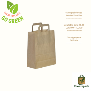 Sac en papier kraft entièrement personnalisable, durable, écologique, imperméable, durable, recyclable, biodégradable, léger, pour le shopping - Product Image 1