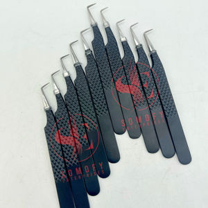 แหนบขนตาสแตนเลสสีดำด้าน90องศาบางจุดสั่งทำโลโก้ได้อย่างยั่งยืนด้ามจับเพชรปริมาณ - Product Image 4