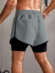 Short de course à compression respirant 100% coton solide pour hommes pour les sports de plein air entraînement de tennis - Product Image 5