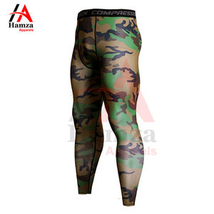 Collant a compressione da uomo Design mimetico verde marrone 180 GSM poliestere misto vita alta elasticizzati Leggings da abbigliamento <span class=keywords><strong>Hamza</strong></span> - Product Image 2