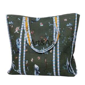 Sac fourre-tout en coton imprimé à la main vintage bohème indien, fermeture ouverte, deux poignées, sac à main pour femme, sac de shopping, cadeau - Product Image 6