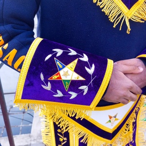 NOUVEAU REGALIA ASSOCIATE PATRON TABLIER BRODÉ À LA MAIN AVEC COL ET MANCHETTES-HSE - Product Image 5