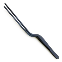 Pince de service en acier inoxydable noir de 20.5cm Kounain pince à épiler de cuisine dentelée avec poignée antidérapante ustensile culinaire