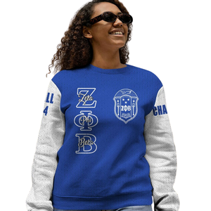Zeta Phi Beta 1920 pull en tricot ZPhiB sororité vie grecque bleu blanc Chenille broderie pull Premium sororité porter - Product Image 5
