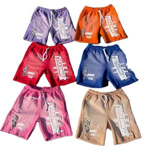 กางเกงขาสั้นวินเทจของผู้ชายซักลายกรดเหงื่อจางหายไปจากแสงแดด3D พิมพ์ลายพัฟเชือกรูด100% โพลีเอสเตอร์ - Product Image 1