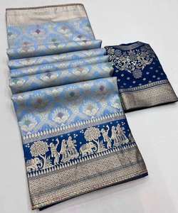 Saree de fête élégant pour femmes avec un travail Banarasi élégant et lourd et un beau look de célébration de mariage - Product Image 5