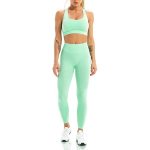 Ropa deportiva de gimnasio para mujer con logotipo personalizado, ropa de Yoga, sujetador caliente sin mangas y mallas largas, conjunto Sexy de 2 uds para mujer para correr, ropa deportiva para chicas - Product Image 1