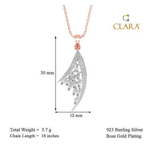 NOVAMART Fine 925 Sterling Silver <b>Lily</b> Pendant <b>Necklace</b> Rhodium Chain Geometric Plant Design Diamond Zircon Rose Gold Platinum T - Product Image 4