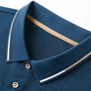 Camiseta de golf de rendimiento de 2 botones de manga corta informal personalizada para hombre, Camiseta de punto antiarrugas con estampado de seda, 100% algodón, verano, largo sólido - Product Image 2