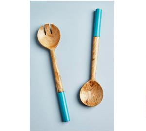 Mango Wood Servers Set of 2 WOODEN SALAD SERVER SET OF 2 HAND MADE UNIQUE KITCHENWARE <b>ITEM</b> - Product Image 6