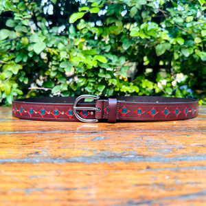 Laiton Antique pour Boucle Fine Main Outillage Côté Fileté Panier Floral Sculpture Conception Longueur Personnalisée Ceinture En Cuir Véritable - Product Image 3