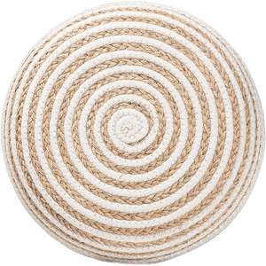 Catégorie de produit Nequiel Pouf/repose-pieds bohème moderne en corde et jonc de mer tissés Tabouret et poufs naturels - Product Image 4