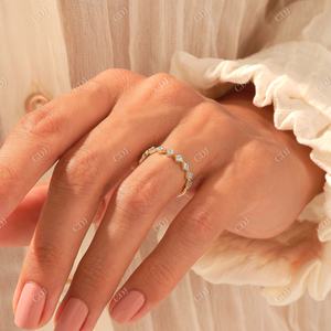 แหวนแต่งงานและงานหมั้นครึ่งครึ่งทำด้วยมือและงานหมั้นหมายและแหวนแต่งงานประดับเพชรธรรมชาติขนาด14K สีเหลืองทอง9ชิ้น - Product Image 4