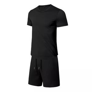 Ensembles de t-shirts unis avec logo personnalisé de haute qualité 100% coton Blank Training Jogging Suit Mens t-Shirts and Short Set - Product Image 2