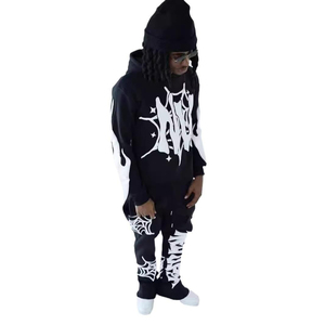 Sweat-shirt à capuche pour homme avec logo personnalisé sur le devant, sweat-shirt d'hiver, coupe ample, taille plus, sweat-shirt et pantalon baggy, survêtement pour homme - Product Image 6