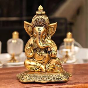 Offre de mode intelligente : Vaisselle en métal plaqué or Ganesh Ji, design traditionnel moderne soudé, décoration de la maison, cadeaux d'affaires pour mariage - Product Image 2
