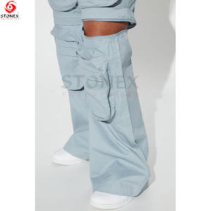 Pantalon cargo court convertible avec fermeture à glissière Boucles de ceinture à jambe large Bouton pression et fermeture à glissière Pantalon cargo - Product Image 4