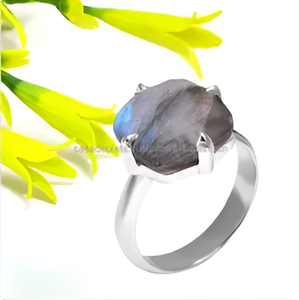 แหวนเงินสเตอร์ลิงประดับอัญมณีแลบราโดไรต์ชุบเงินคลาสสิกทำจาก925แฮนด์เมดของขวัญสำหรับงานแต่งงานที่ทันสมัยและทันสมัย - Product Image 3