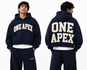 Sudadera con Capucha Extra Grande de Felpa Gruesa Azul Marino con Bordado Personalizado, Sudadera de Algodón - Product Image 2