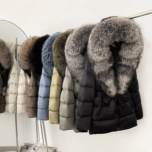 2025 Luxury Winter Large Natural Fox <b>Fur</b> <b>Hooded</b> Down Jacket Women Thickened Warm <b>Coat</b> Waterproof <b>Belted</b> Parkas - Product Image 5