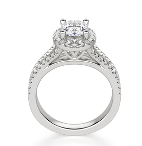 Anillo de compromiso de diamante de moissanita de corte ovalado con vástago dividido Anillo de bodas de plata esterlina de Halo para fiestas Exportación A LA India - Product Image 3