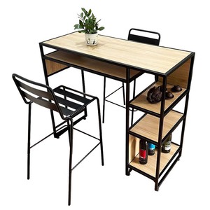 CBCF203 Industrial Style Combo <b>Bar</b> <b>Table</b> with Shelf <b>and</b> 2 Iron <b>Bar</b> <b>Stools</b> for Your Home or Commercial <b>Bar</b> Set - Product Image 1