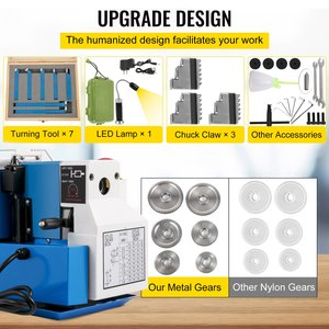 Pour VEVOR 550W Mini tour à métaux de table 180 x 350 mm, vitesse variable 2250 tr/min, mandrin à 3 mors CNC - Product Image 5