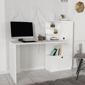 Escritorio de estudio de estilo moderno de lujo exclusivo del mejor vendedor de Turkiye, aglomerado Merinos en blanco, una solución de oficina elegante - Product Image 1