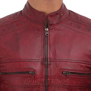 Chaqueta de Cuero Genuino para Hombre Otoño Invierno con Cuello Alto y Logotipo Frontal, Transpirable y Ecológica, de la Mejor Calidad - Product Image 5
