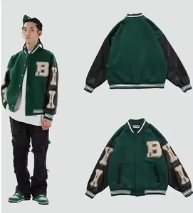 High Quality Wholesale Winter Breathable <b>Canvas</b> Stand Collar Varsity Baseball <b>Jacket</b> for <b>Men</b> High Street Front - Product Image 2