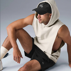 <b>Men's</b> Urban <b>Sleeveless</b> <b>Hoodie</b> Cotton Pullover Fitness <b>Hoodie</b> Tank for <b>Men</b> OEM Design Basics Cotton Blended <b>Sleeveless</b> <b>Hoodie</b> - Product Image 3