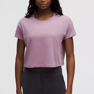 Camiseta corta personalizada de alta calidad para mujer, ropa deportiva de punto corto, camisetas sin mangas de talla grande con estampado bordado - Product Image 4