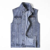 Veste en jean sans manches pour hommes Gilet en jean pour hommes Logo personnalisé et veste en jean imprimée
