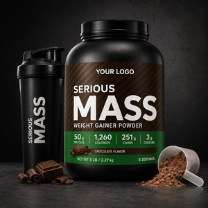 Poudre de prise de masse <span class=keywords><strong>Serious</strong></span> <span class=keywords><strong>Mass</strong></span> 5LB 2,27 kg Supplément protéiné hypercalorique 50g de protéines 251g de glucides 3g de créatine Saveur chocolat - Product Image 2