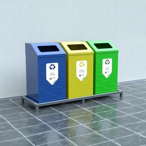 Juego de 3 piezas de pavo con tapa abierta, cilindro de reciclaje, cubo de basura, recolección de residuos metálicos para interiores a pequeña escala sin tapa - Product Image 4