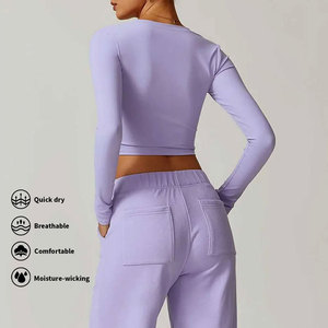 Vêtements de sport pour femmes de haute qualité en gros personnalisés 2024, ensemble de yoga de sport à deux pièces, pantalon et soutien-gorge - Product Image 3