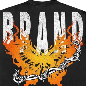 Camiseta de Manga Corta Negra para Hombre de Alta Calidad con Estampado de Logotipo de Llama, Cuello Redondo, Algodón, Corte Regular, Diseño Frontal - Product Image 4