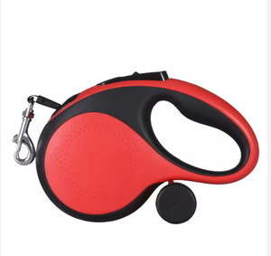 Laisse rétractable bicolore rouge et noir 3M avec porte-sac à crottes - Product Image 1