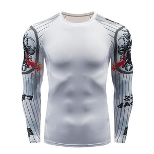 Rashguard haut tendance OEM ODM Rash Guard hommes Sublimation imprimé Spandex Bjj Rash Guard Gym Rashguard Compression chemises MMA - Product Image 4