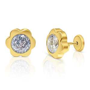 Boucles d'oreilles à la mode en laiton plaqué or et rhodium avec fleur CZ perle diamant Zircon pierre-boucles d'oreilles perle Zircon à la mode - Product Image 1