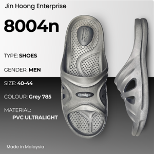 PVC <b>Men</b> Dark Grey Sandals Lightweight Anti Slip Comfortable Casual <b>Slippers</b> Bulk Wholesale Supplier @migo 8004n Made Malaysia - Product Image 1