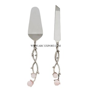 Decoración de mesa de cocina para el hogar, utensilios de cocina grandes de acero inoxidable, incluye cuchillo para servidor de pasteles, mangos de diseñador, soportes - Product Image 6