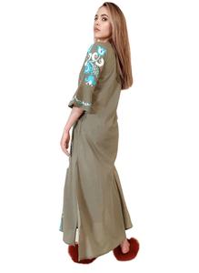 ชุดเดรสใส่ไปงานปาร์ตี้ยาวถึงสามส่วนลายปักความยาวน่องสำหรับผู้หญิง - Product Image 2