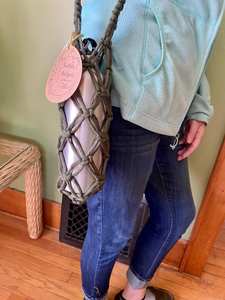 Cotton Crochet Bottle <b>Bag</b> with Handle for Kids Picnic Hiking Outdoor Drink <b>Holder</b> Knitted Style - Product Image 3