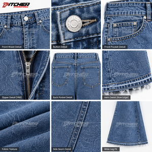 Jeans en denim pour femmes brodés sur mesure, jeans tendance pour les marques de boutiques, production en gros sous marque privée - Product Image 6